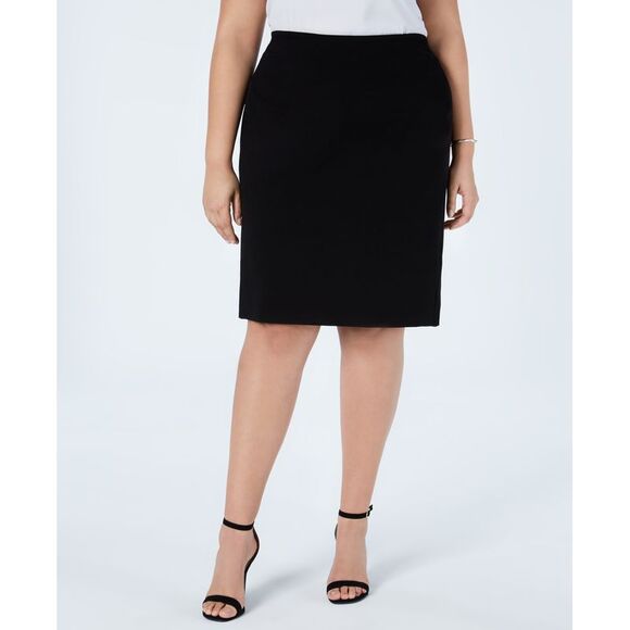 Women's Plus Size Midi Skirt Rich Black 3X - Picture 1 of 1